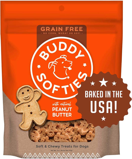 Buddy Biscuits Grain-Free Soft & Chewy Dog Treats with Peanut Butter - 5 oz