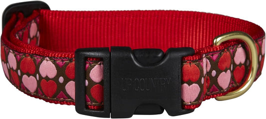 Up Country All Hearts Valentine Dog Collar, Medium