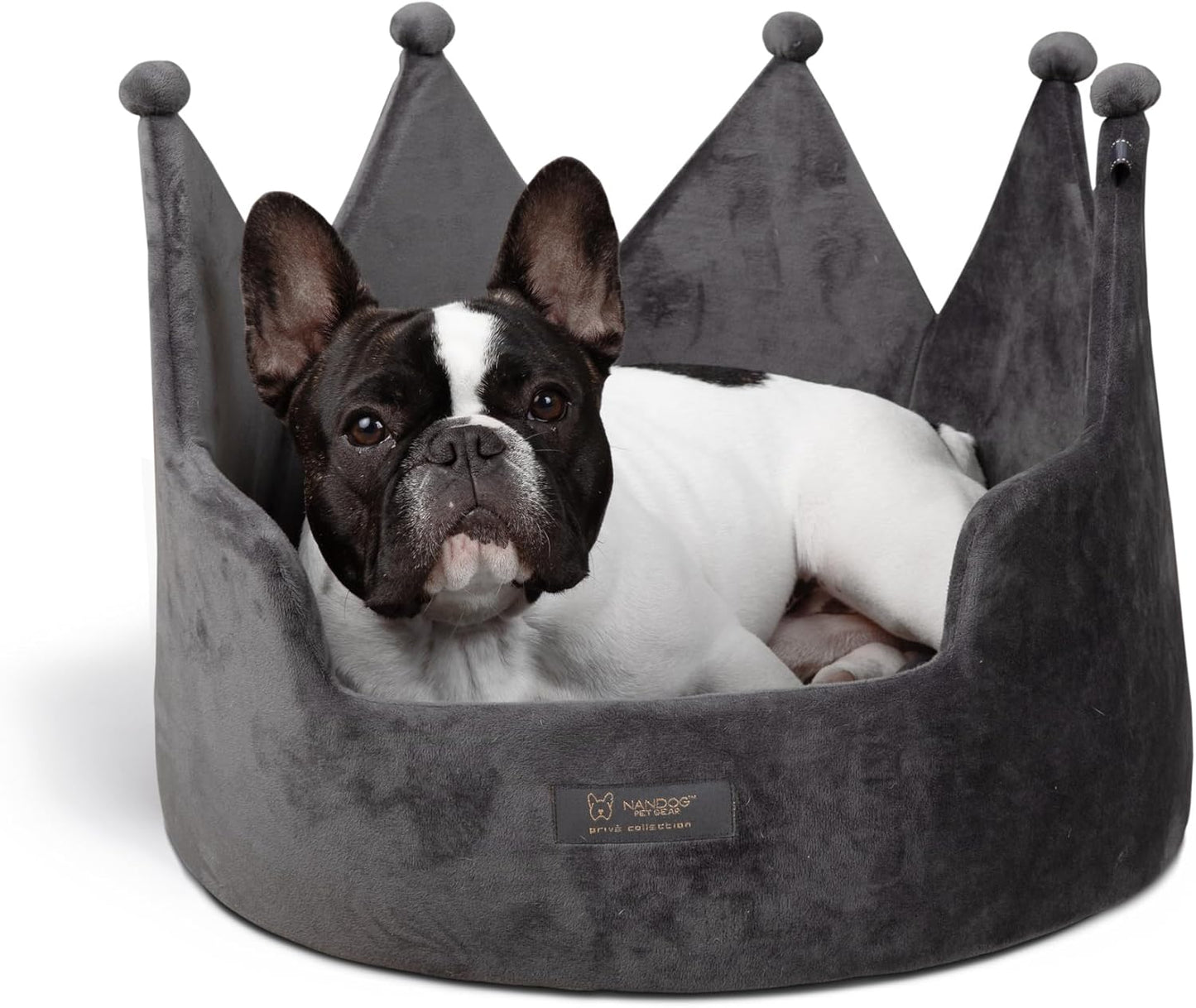 Nandog Pet Gear Crown Bed Micro Plush Dog Bed - Dark Gray