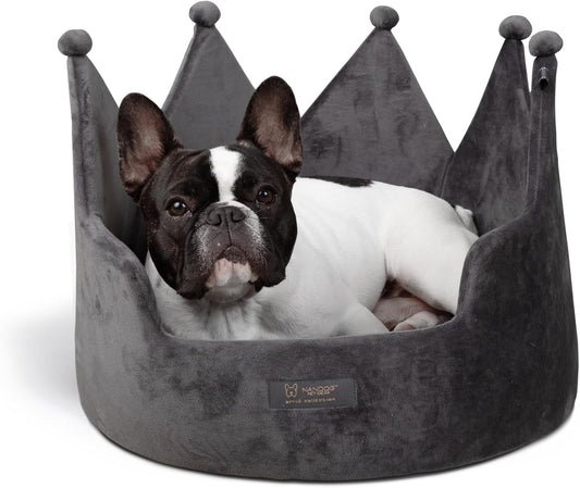 Nandog Pet Gear Crown Bed Micro Plush Dog Bed - Dark Gray