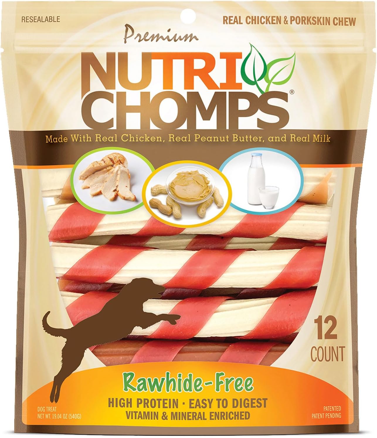Nutri Chomps Wrapped Twist Dog Treat Assorted Flavors- 12 count