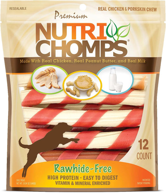 Nutri Chomps Wrapped Twist Dog Treat Assorted Flavors- 12 count