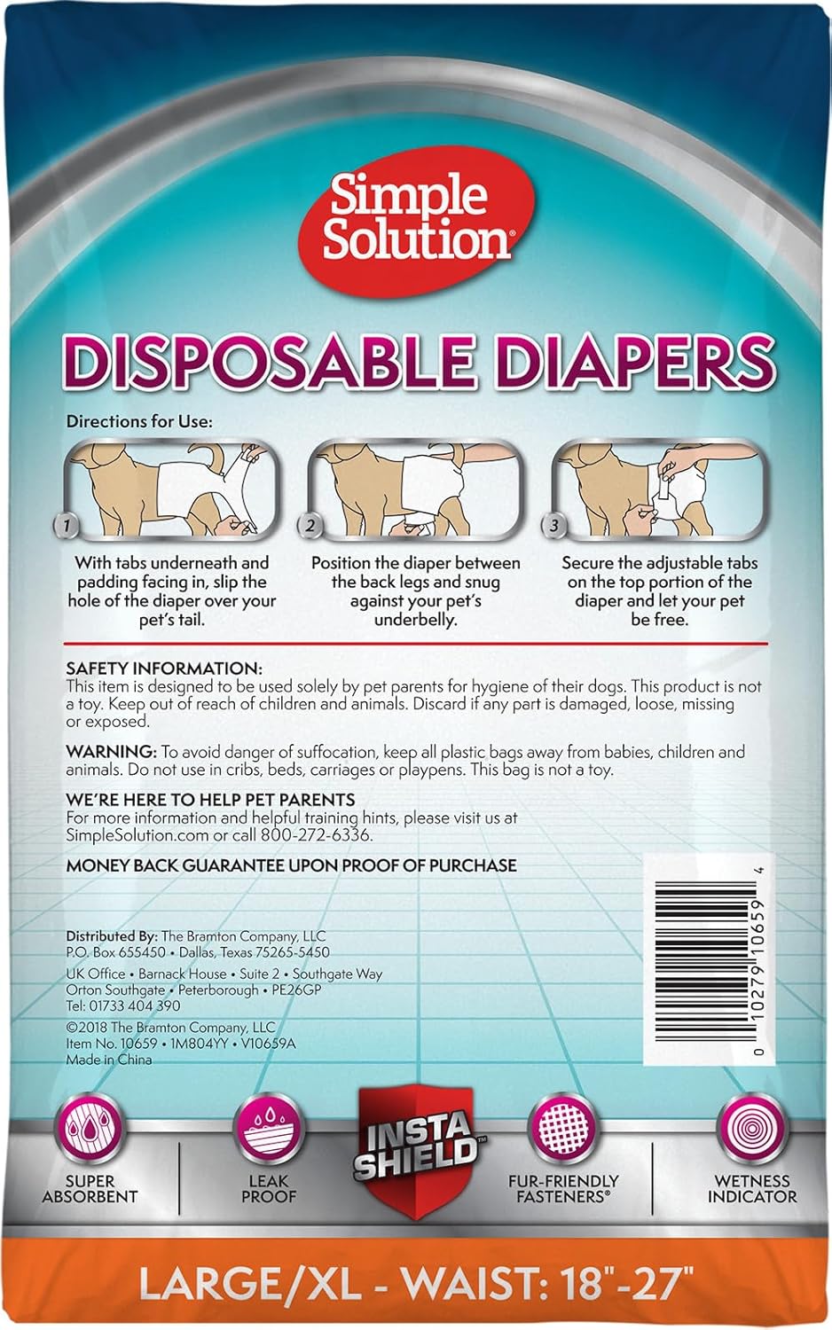 Simple Solution Disposable Dog Diapers for Female Dogs - Pack of 12 (Large/X Large)