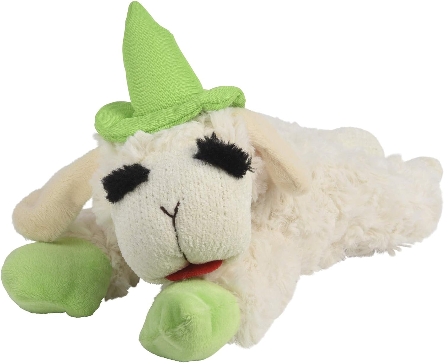 Multipet Lamb Chop with Witch Hat 10.5" - White- One Toy- Assorted Color