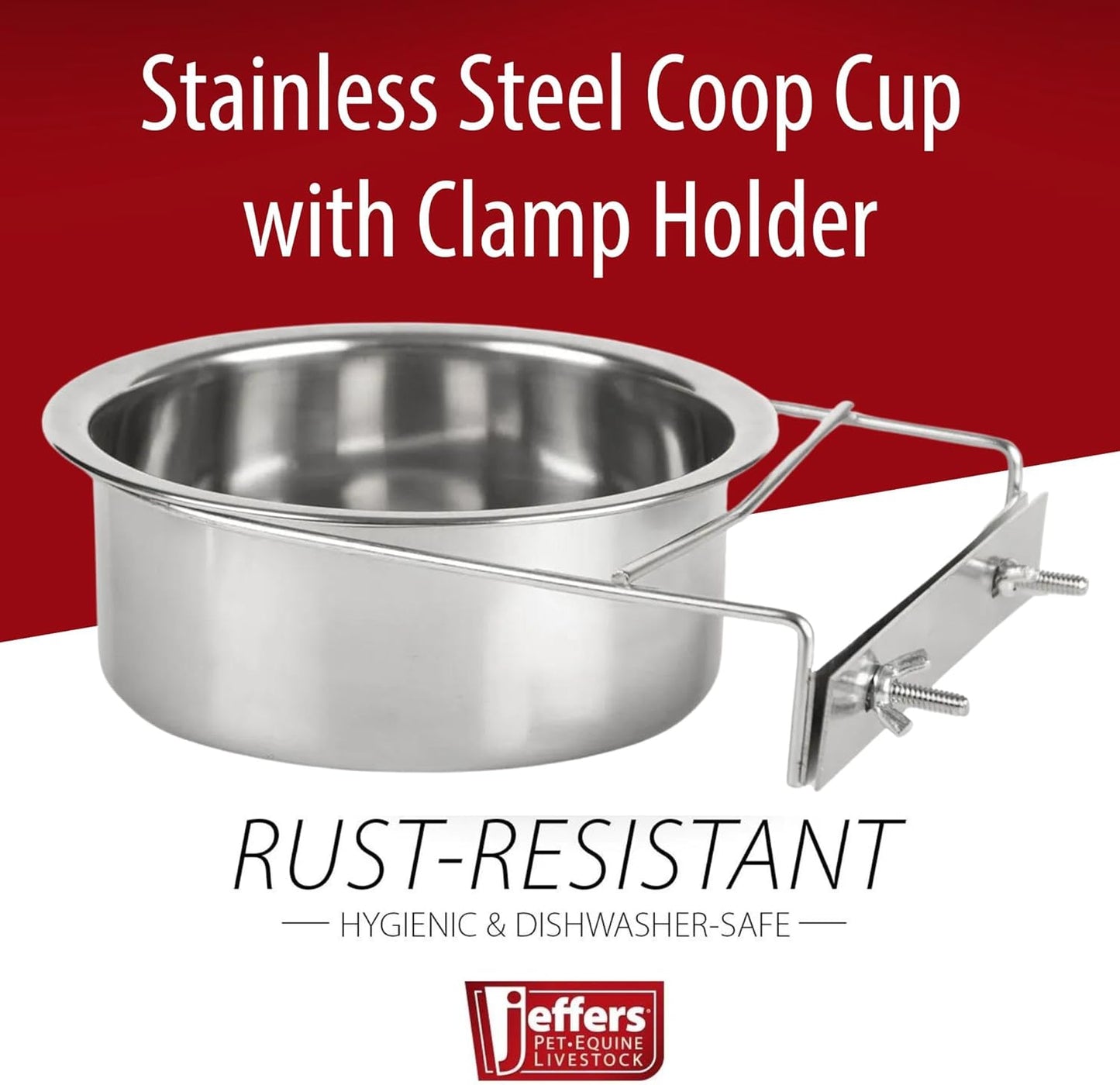 QT Dog Stainless Steel Pet Bowl Coop Cup with Clamp - 20 oz