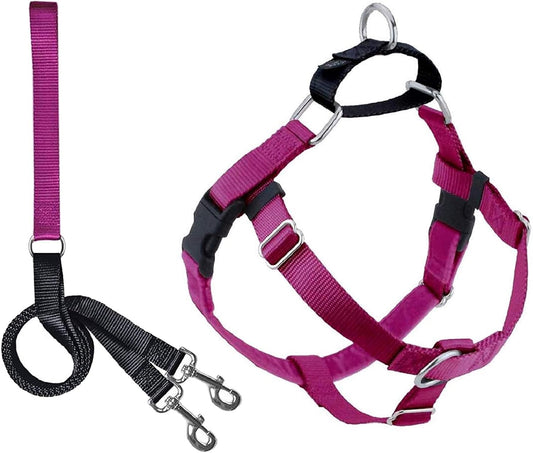 2 Hounds Design Freedom No-Pull Dog Harness and Leash, (XSmall 5/8") (Raspberry)