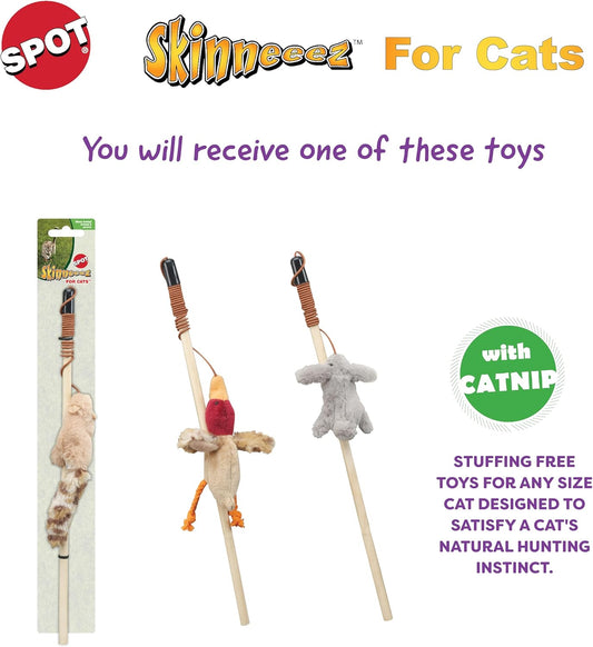 Ethical Pets Skinneeez Forest Friends Teaser Wand Cat Toy With Catnip - 13"