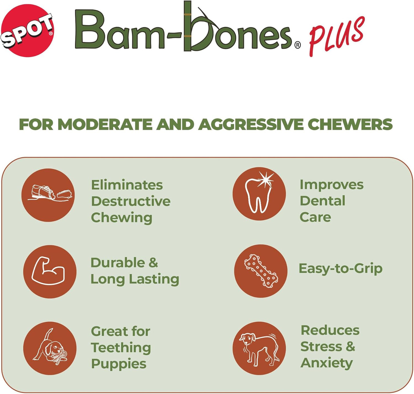 ETHICAL/SPOT Bam-Bone+ Double Wishbone Peanut Butter Flavor Dog Toy - 7"