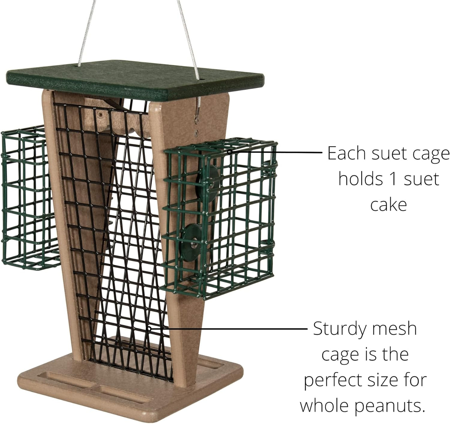 America's Favorite Green/Tan 2-In-1 Raw Peanut And Suet Feeder (9.96" X 9.96" X 14.04")