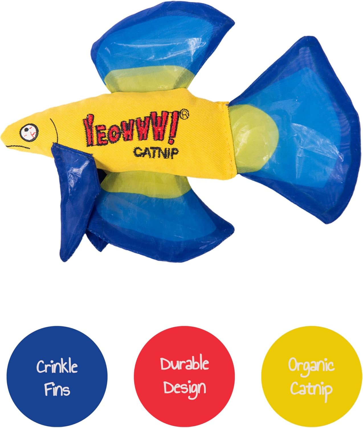 Yeowww! Mo Betta Fish Catnip Filled Cat Toy - Blue