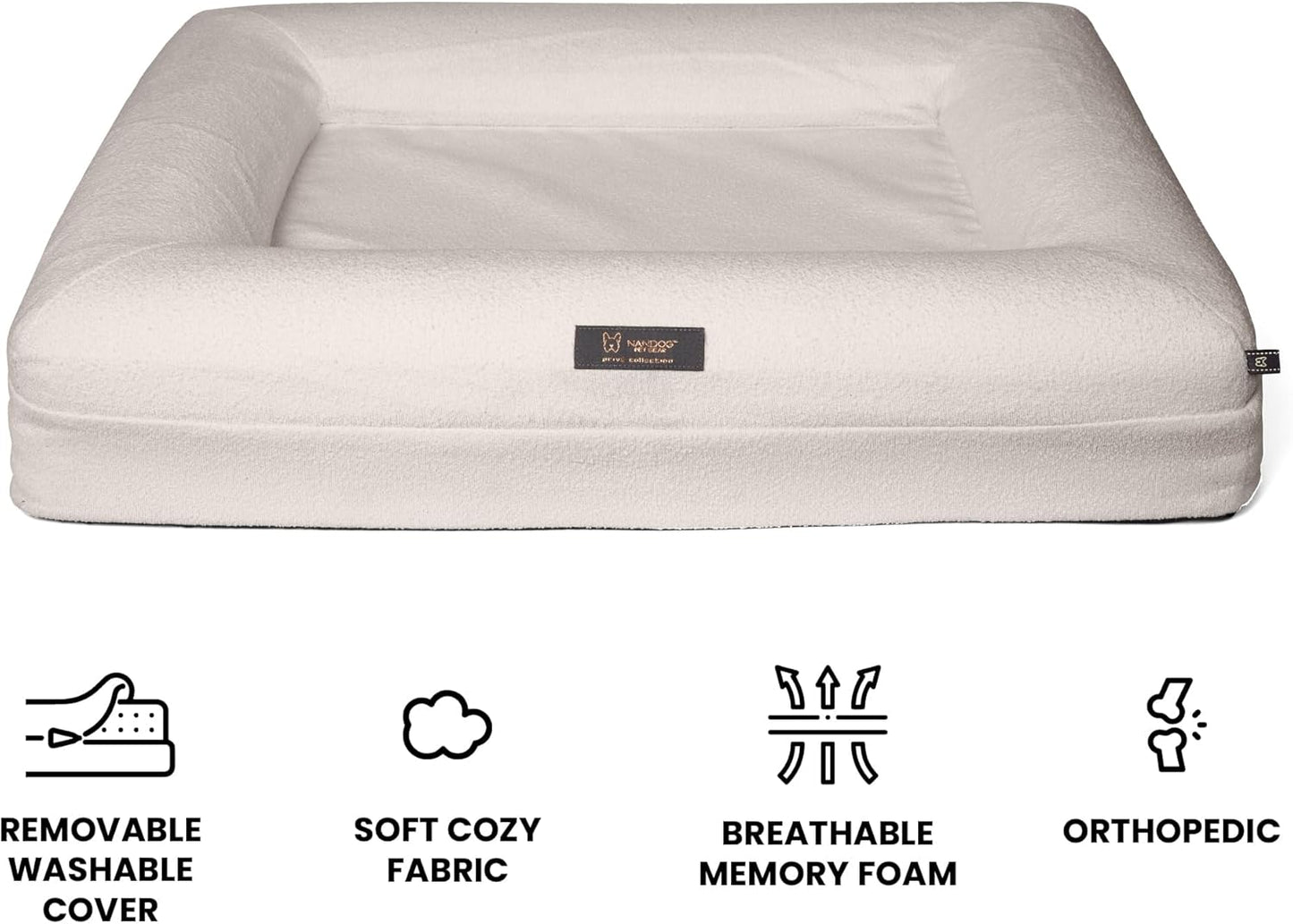 Nandog Pet Gear Memory Foam Orthopedic Ivory Dog Bed - Medium