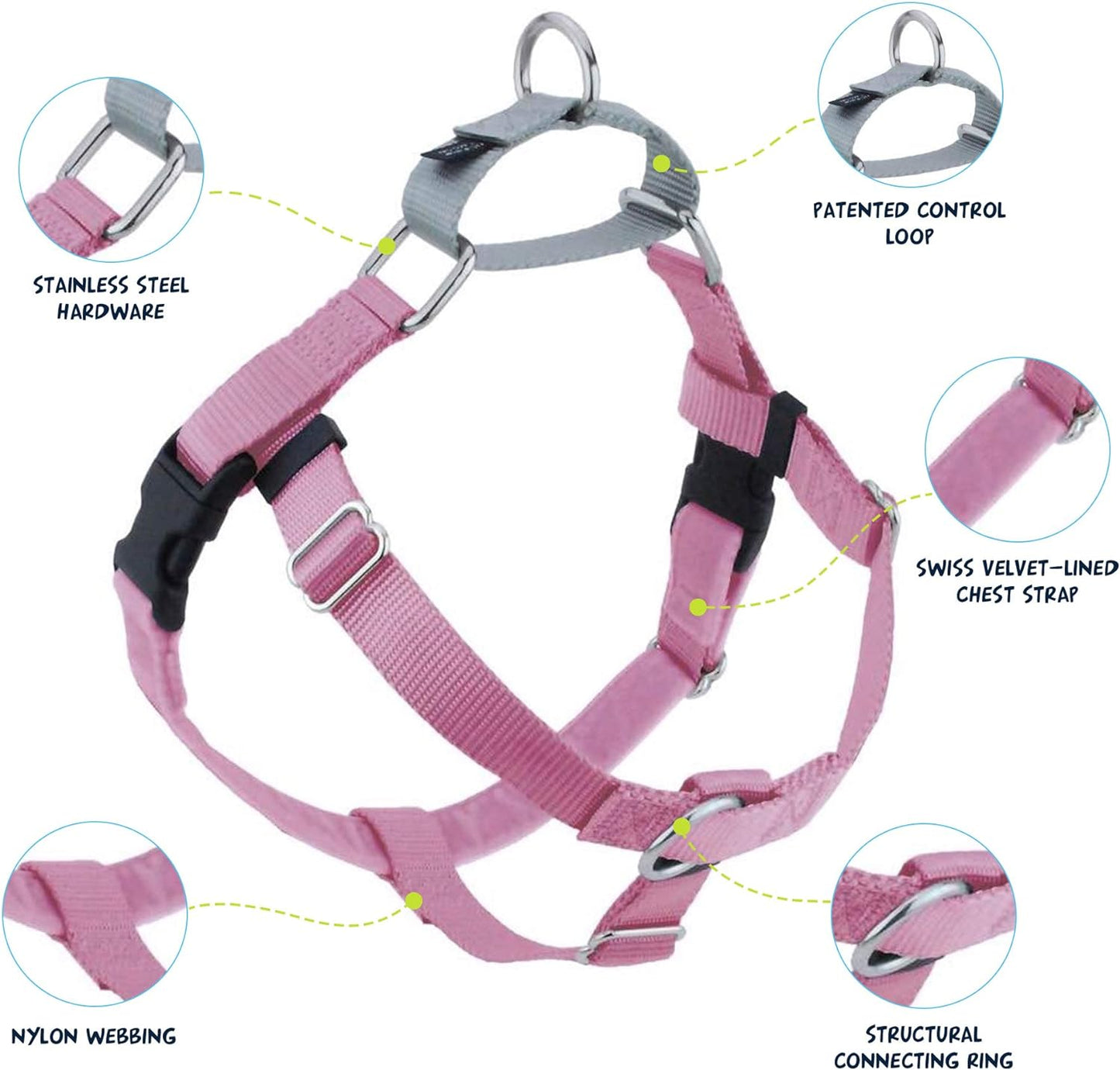 2 Hounds Design Freedom No Pull Dog Harness X-Large Rose