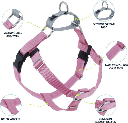 2 Hounds Design Freedom No Pull Dog Harness Rose Pink, 5/8" Small