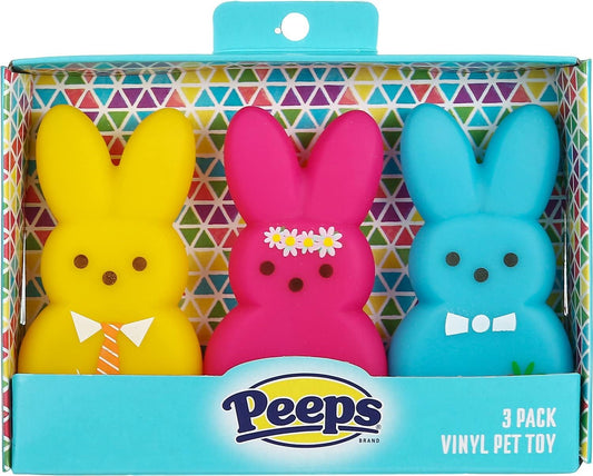 Peeps for Pets Easter Dog Toy Plush or Vinyl Squeaky Bunny Multiple Colors (3 PC Bunny Vinyl Pack, Multi)