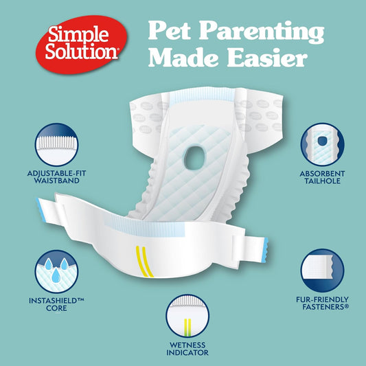 Simple Solution Disposable Dog Diapers for Female Dogs - Pack of 12 (Large/X Large)