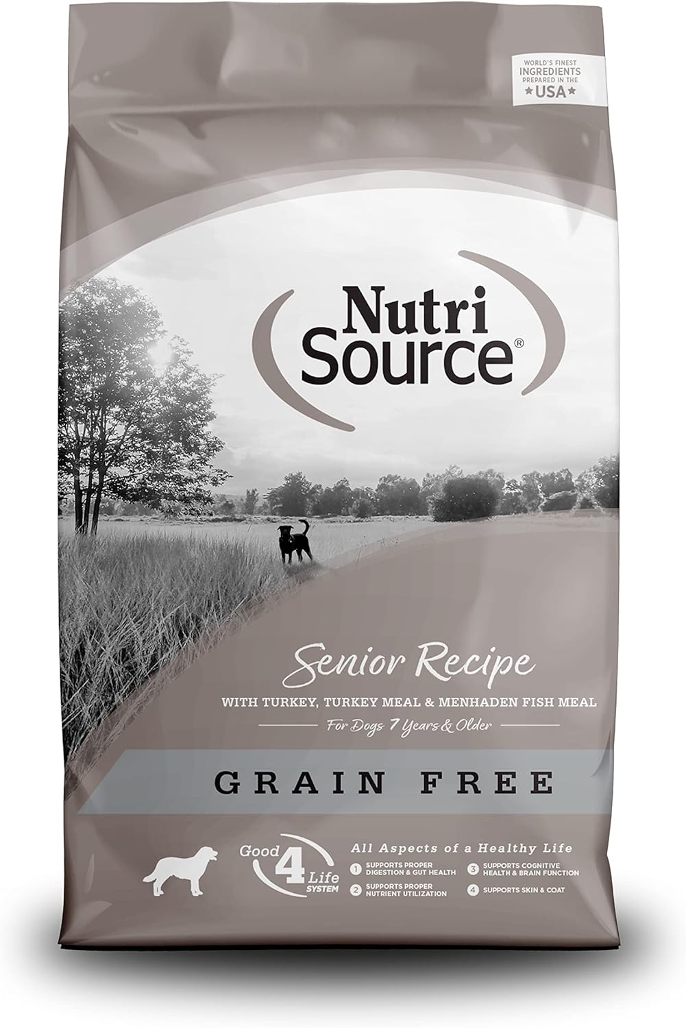 NutriSource Senior Recipe Turkey, Turkey Meal and Menhaden Grain Free Dry Dog Food - 26 Lb