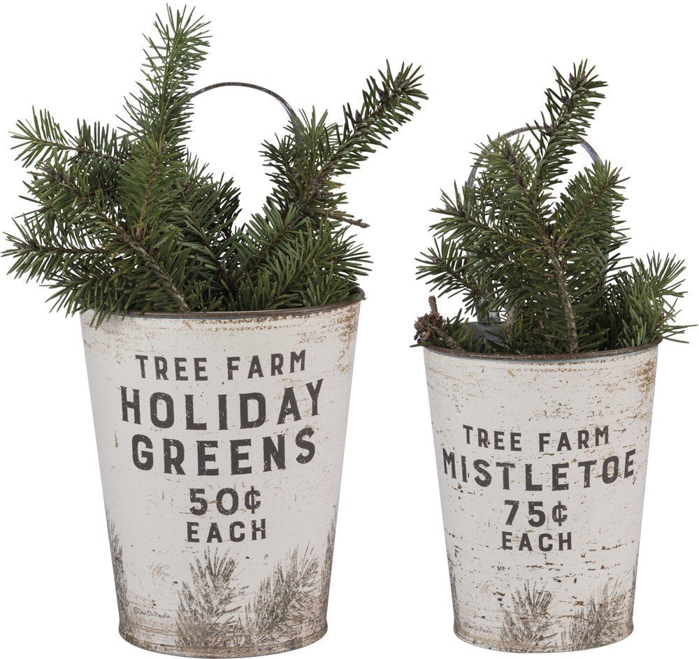 Primitives by Kathy Wall Buckets - Tree Farm Holiday Greens