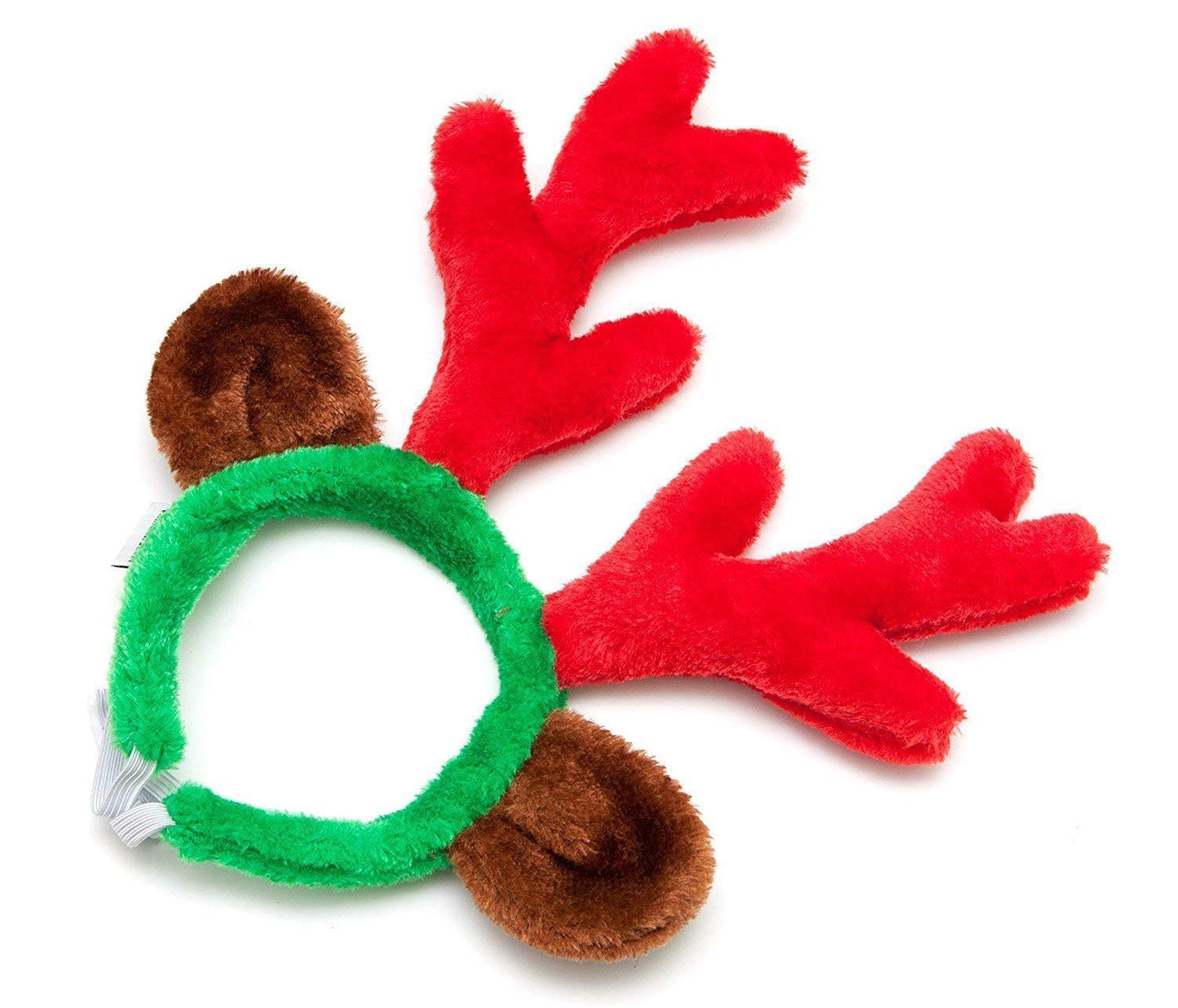 Midlee Reindeer Antlers and Green/Red Bell Collar for Large Dogs