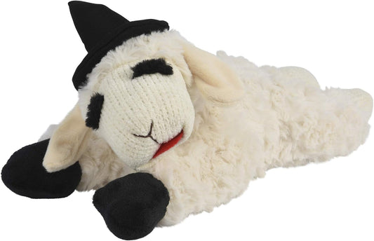 Multipet Lamb Chop with Witch Hat 10.5" - White- One Toy- Assorted Color