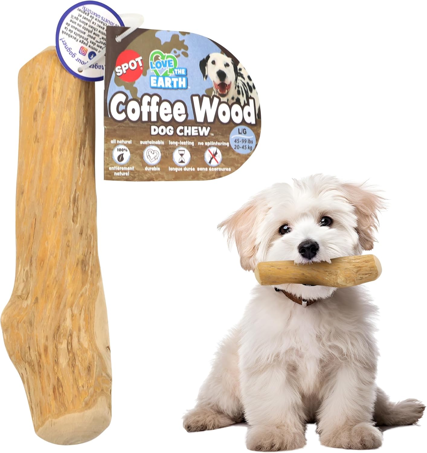 ETHICAL/SPOT Love The Earth Coffee Wood Dog Chew Toy - Small
