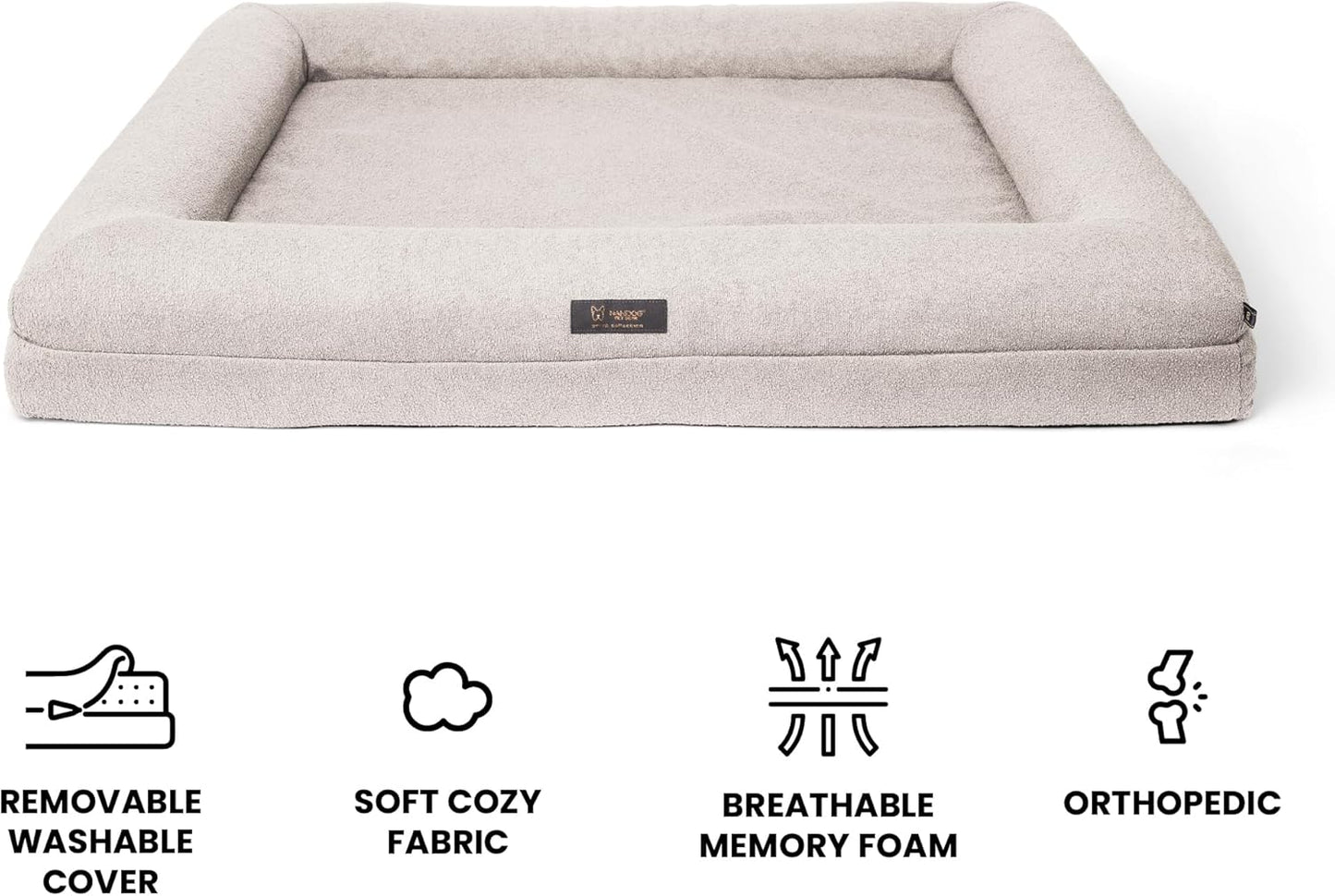 Nandog Pet Gear Memory Foam Orthopedic Ivory Dog Bed - Large