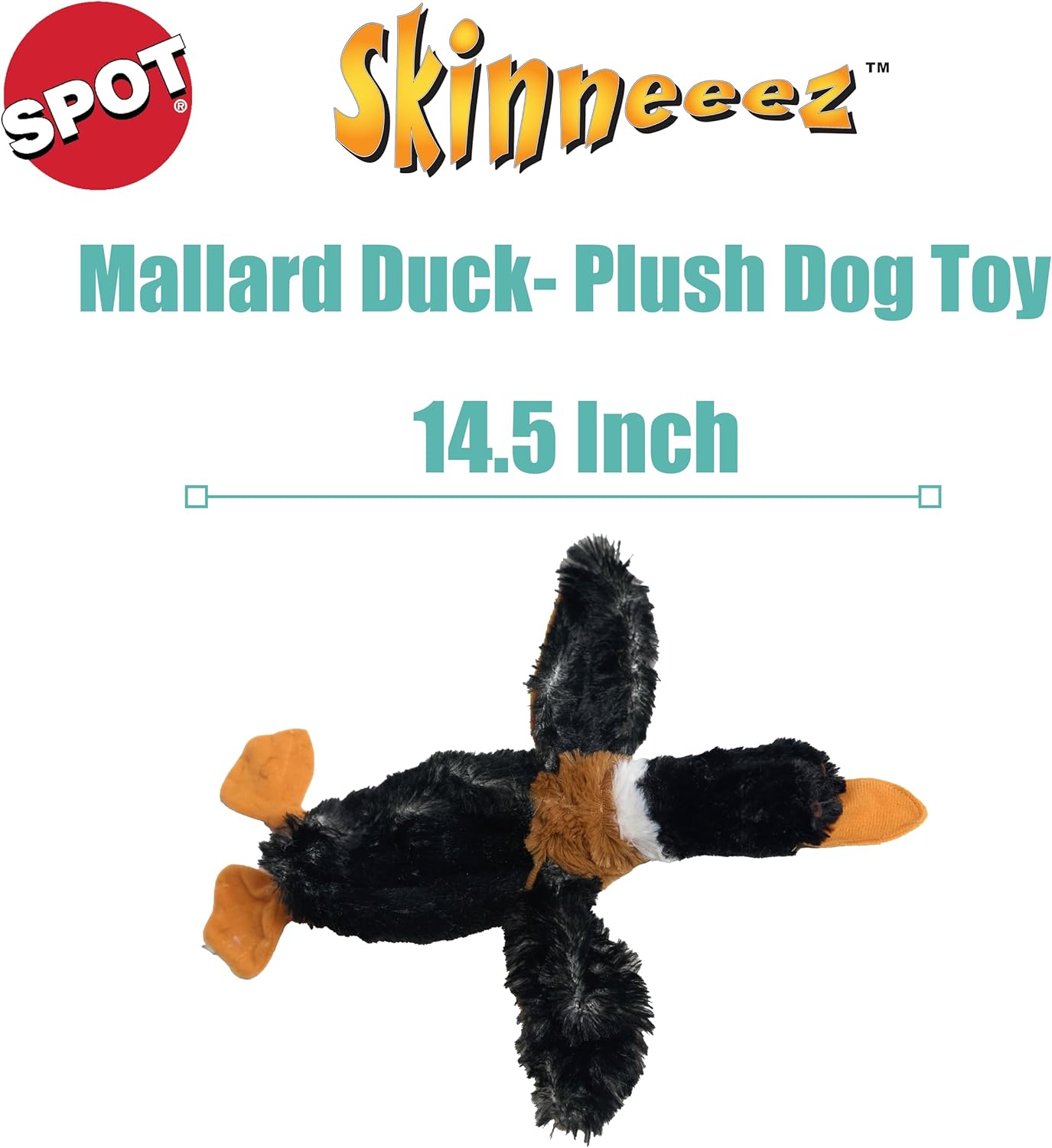 Spot Skinneeez Plush Mallard Duck Dog Toy- 14" Long- 1 Count Assorted
