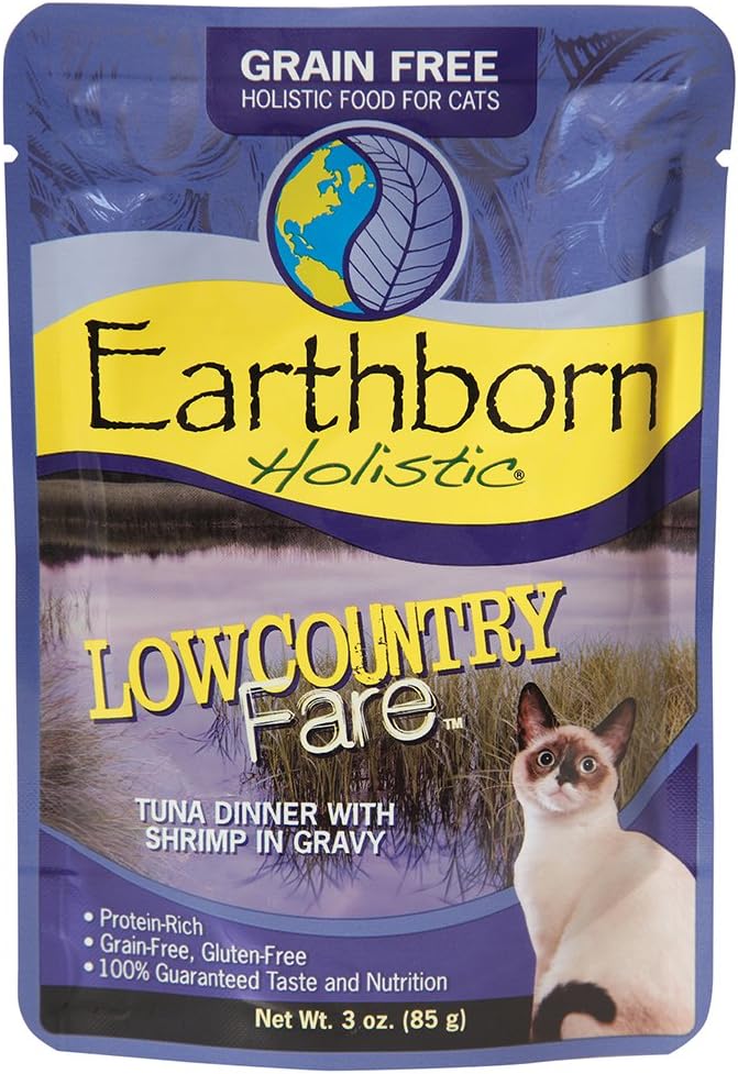 Earthborn Holistic Lowcountry Fare with Tuna & Shrimp Gravy Grain-Free Wet Cat Food Pouches - (3 oz) Pack of 24