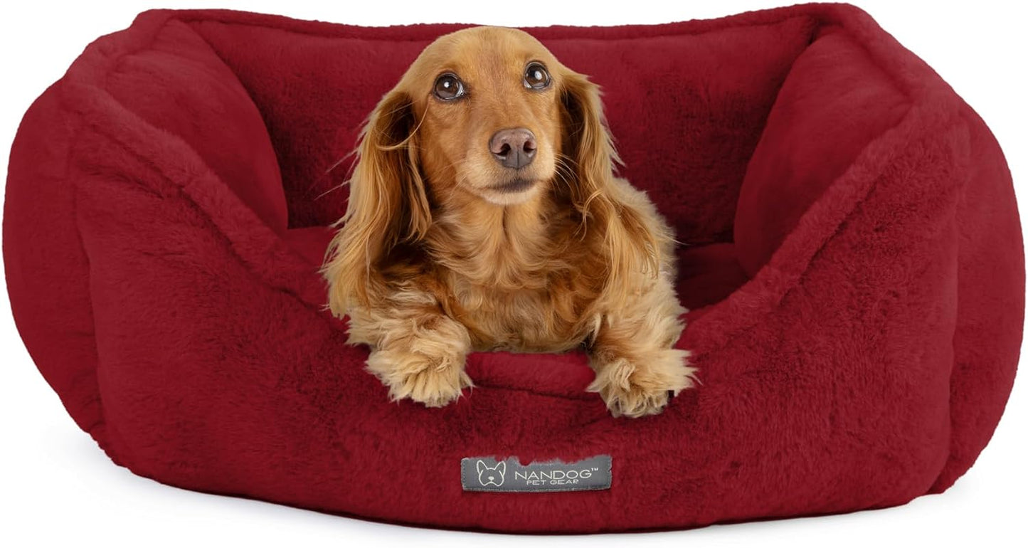 NANDOG Cloud Collection Cat and Dog Bed for Small to Medium Breeds - Burgundy