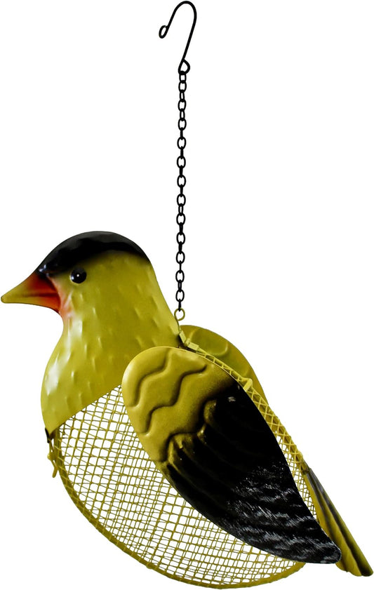 Gift Essentials Metal Goldfinch Mesh Bird Seed Feeder with Hanging Chain - Yellow (5 Cups)