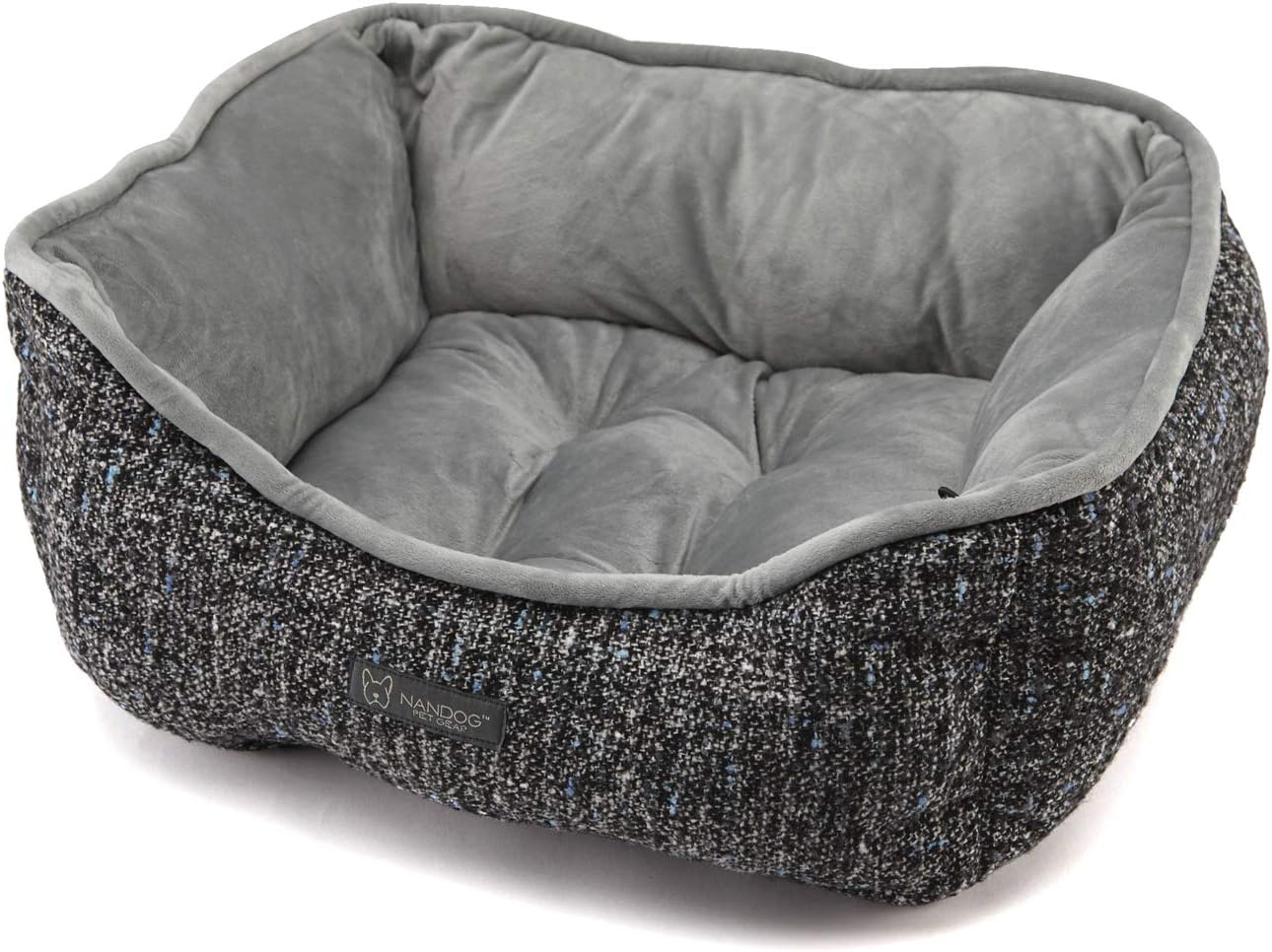 Nandog Pet Gear Reversible Luxury Micro Plush Dog Knit Bed - Dark Gray (25 X 21in)