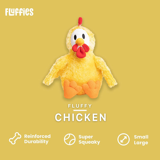 fabdog Fabtough Fluffies Squeaky Chicken Fun Plush Dog Toys - Small