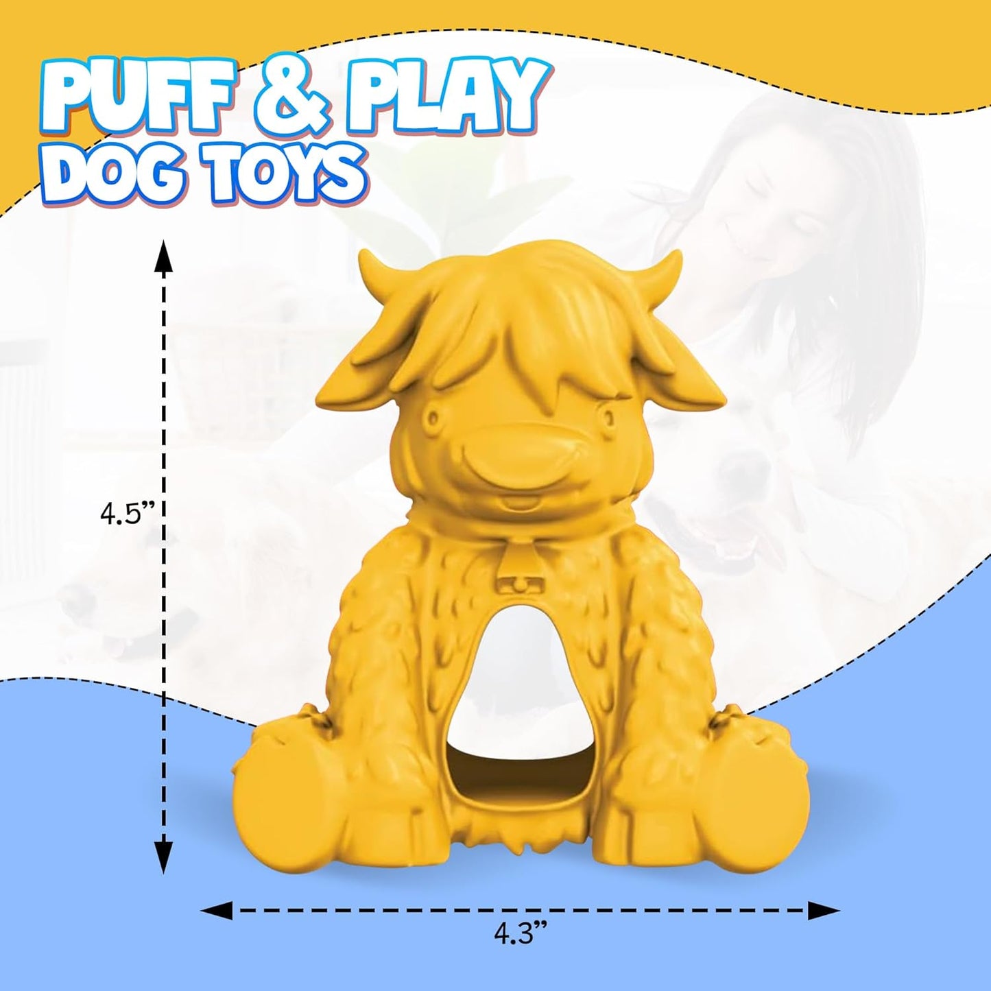 Yeti Dog Chew Puff / Play Hangry Yeti Play Dog Toy - Yak Yellow