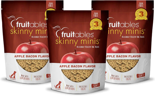 Fruitables Soft and Chewy Skinny Minis Apple Bacon Grain Free Dog Training Treat - 12 Oz(Pack of 3)