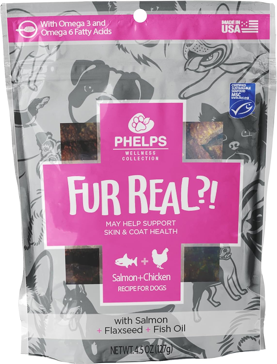 Phelps Pet Products Fur Real?! Skin and Coat Treat for Dogs