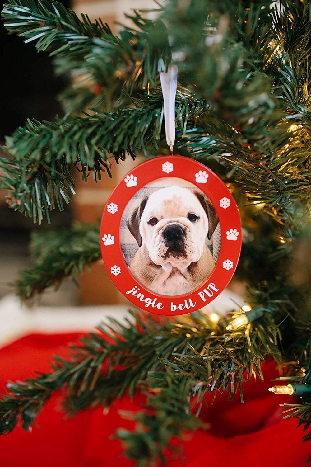 Jingle Bell Pup Photo Ornament- Set of 2