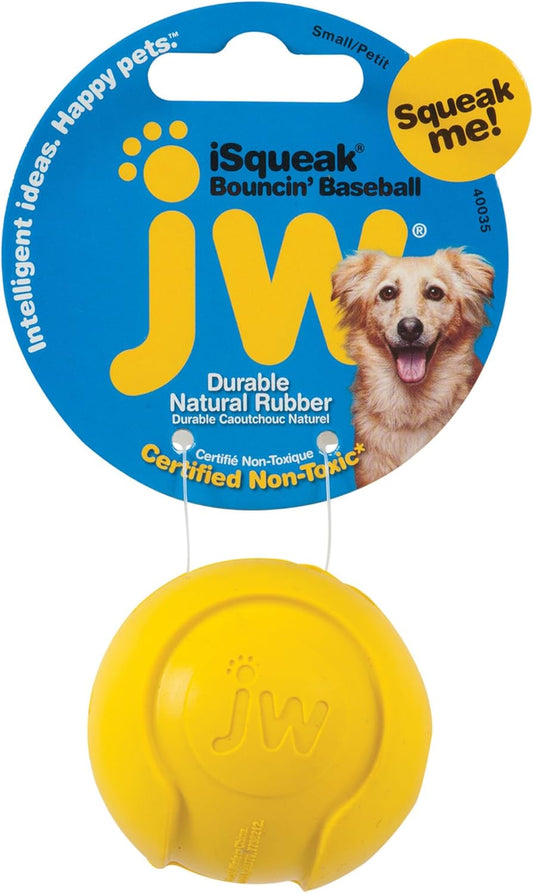 JW Pet iSqueak Bouncing Baseball Rubber Dog Toy(2" Diameter)-Assorted Colors