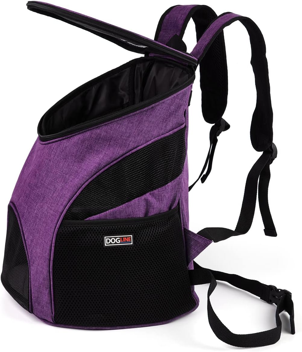 DOGLINE Pet Carrier Pack (Front or Back)  Bag - Purple (Medium)