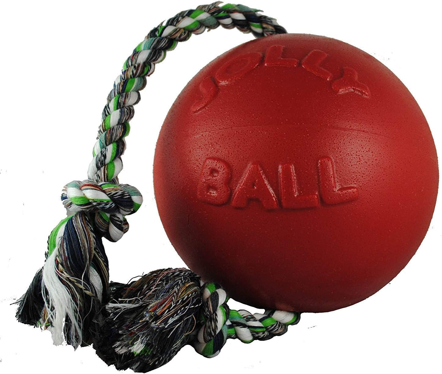 Jolly Pets Romp-n-Roll Rope and Ball Dog Toy, 8 Inches/Large, Red