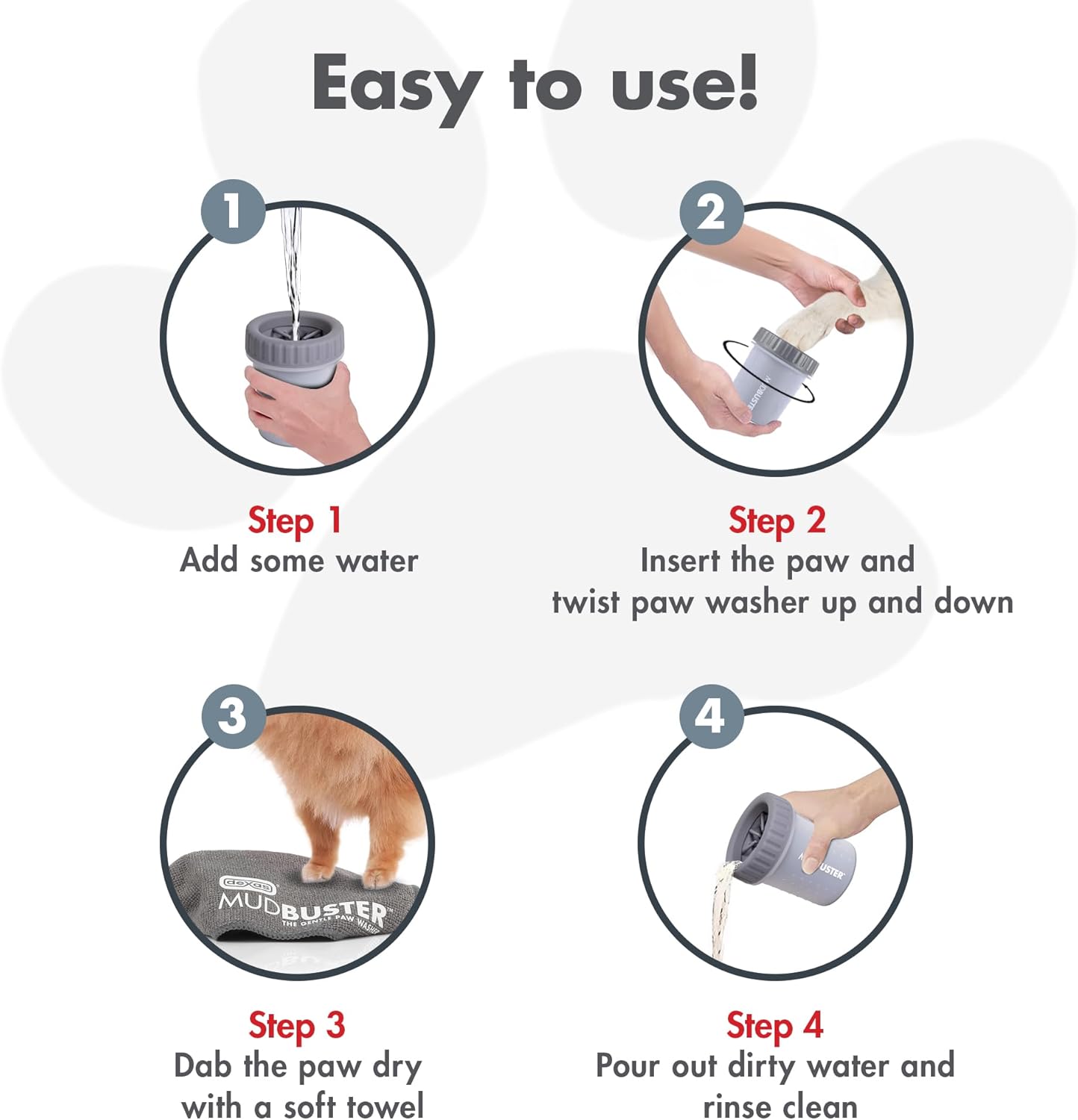 Dexas MudBuster Portable Dog Paw Cleaner - Large Gray