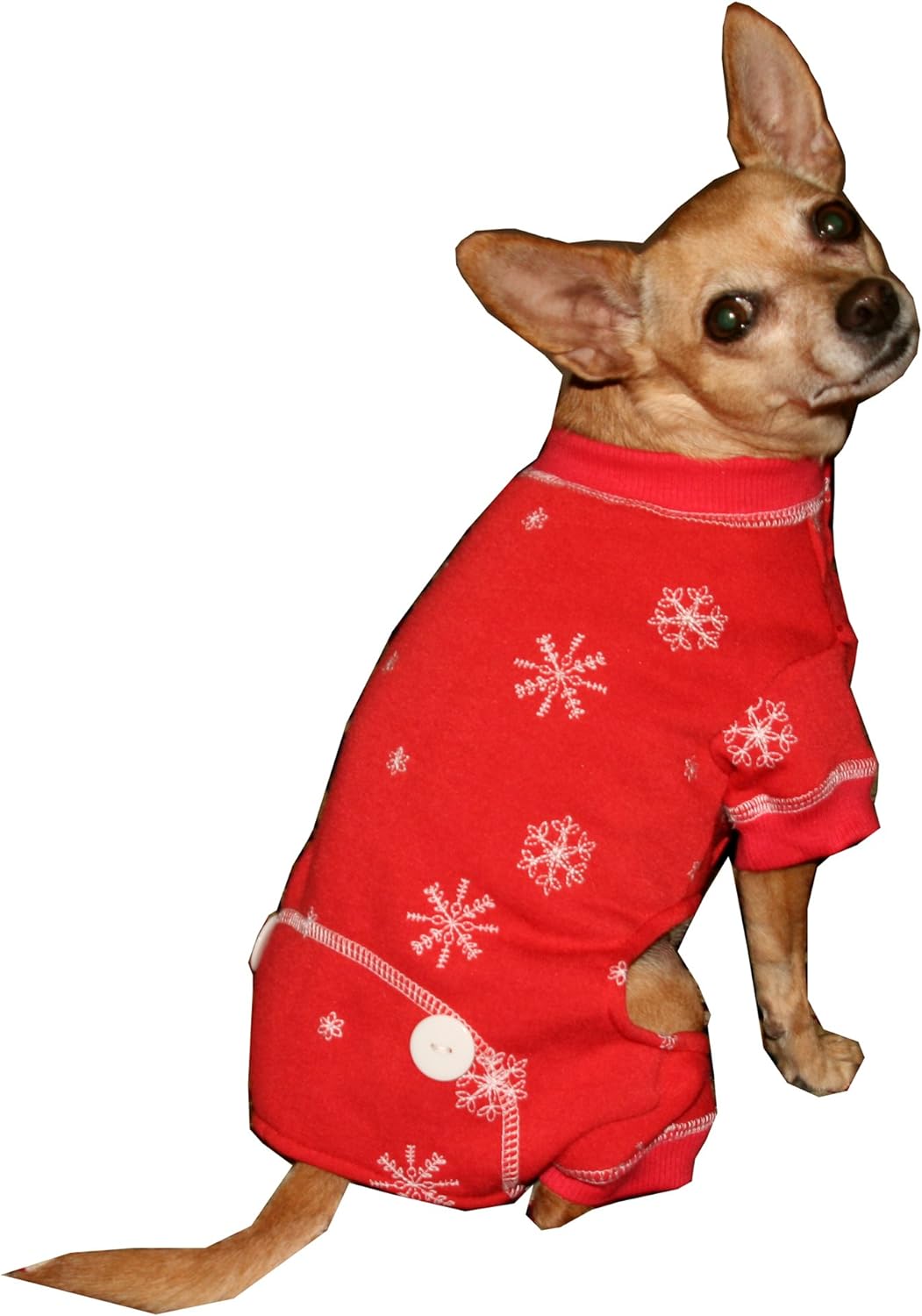 Hip Doggie Red Snowflake Longjohns, Large