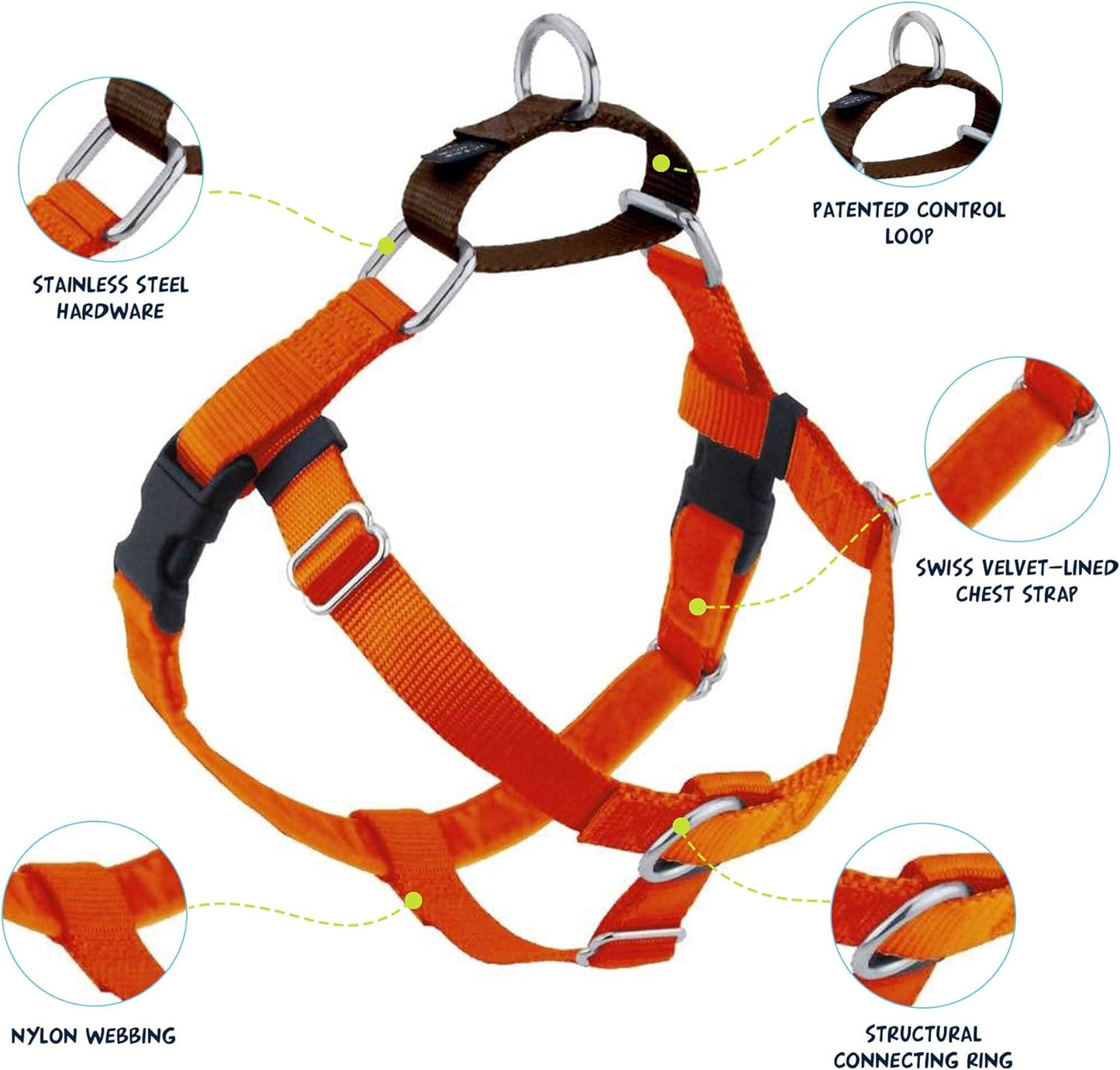 Freedom No-Pull Harness ONLY, Medium 1" Rust Orange