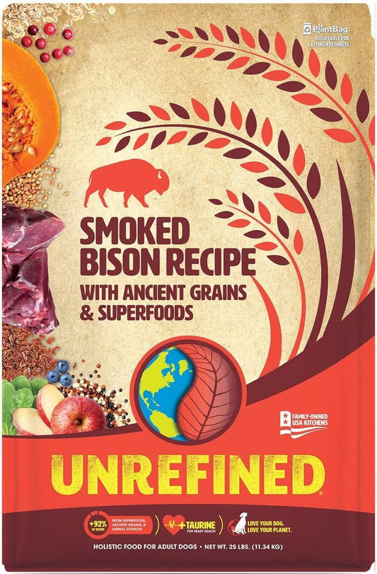 Earthborn Holistic Unrefined Smoked Bison with Ancient Grains Dry Dog Food - 25 lbs