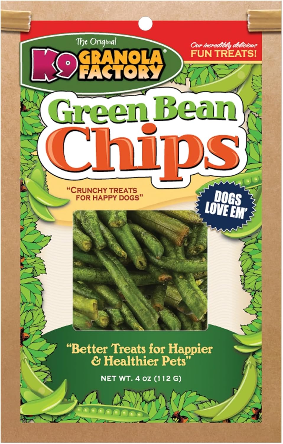 K9 Granola Factory Green Bean Chips Dog Treat, 4 Oz