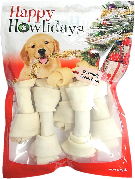 Pet Factory Happy Howlidays American Beefhide Bones 5pk 6-7"