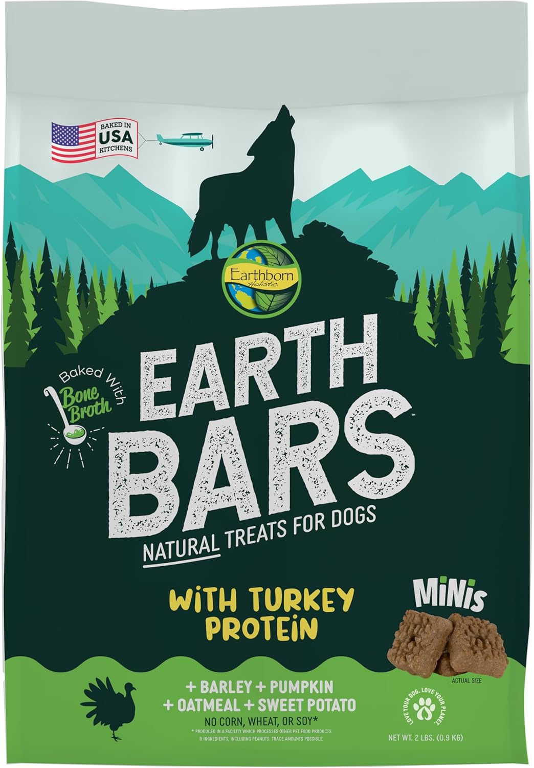 Earthborn Holistic EarthBars Turkey Protein Recipe Natural Dog Treats - 10 oz