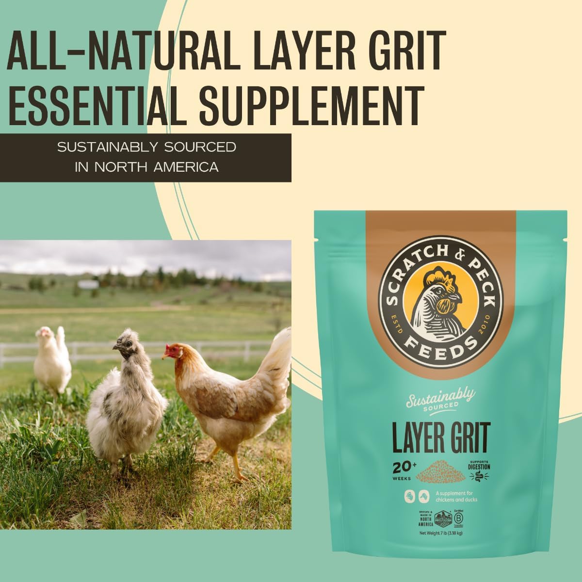 Scratch and Peck Feeds Cluckin Good Layer Grit for Chickens and Ducks - 7 lbs