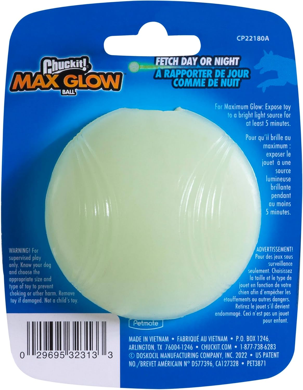 Chuckit Max Glow Ball Medium - 2.25" Diameter