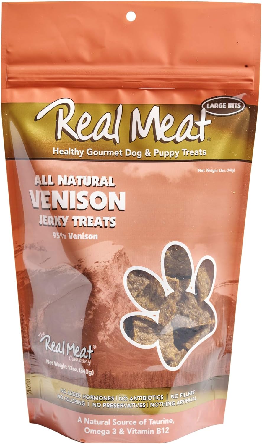 Real Meat AIr-Dried Jerky Treats, Free-Range All-Natural (Venison, 12 oz) - DS