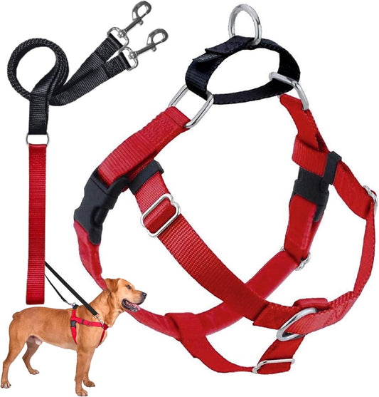 2 Hounds Design Freedom No-Pull Dog Harness Training Package, X-Large, Red