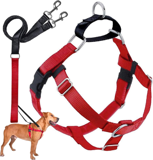 2 Hounds Design Freedom No-Pull Dog Harness Training Package, Large, Red